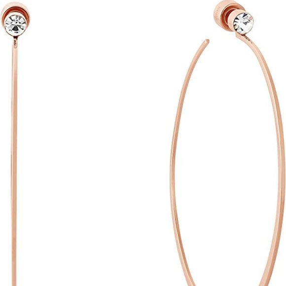 Michael Kors Cubic Zirconia Whisper Hoop Rose Gold Tone Earrings Medium - Picture 3 of 3